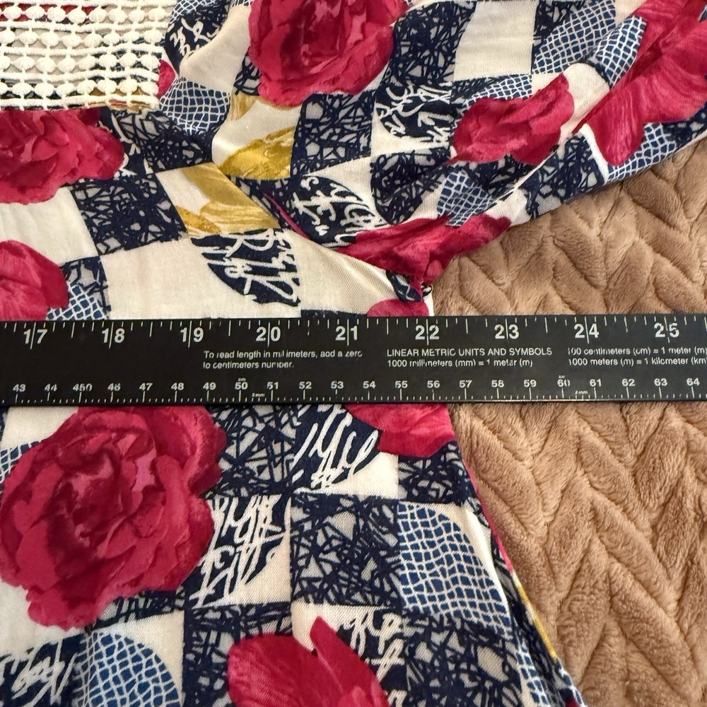 Style & Co Womens M Top Floral Ballon‎ Sleeve Whimsical Boho Lagenlook Artsy - Picture 4 of 7